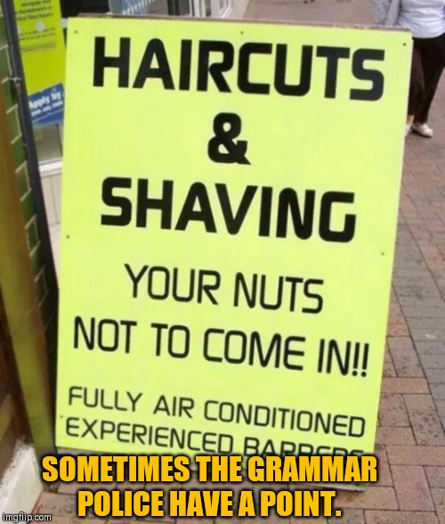 Grammar's importance | SOMETIMES THE GRAMMAR POLICE HAVE A POINT. | image tagged in grammar's importance | made w/ Imgflip meme maker