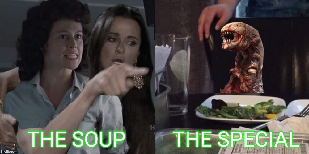 Ripley and chestburster | THE SOUP         THE SPECIAL | image tagged in ripley and chestburster | made w/ Imgflip meme maker