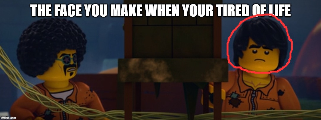  THE FACE YOU MAKE WHEN YOUR TIRED OF LIFE | image tagged in factory,ninjago,noodles,blind guy | made w/ Imgflip meme maker