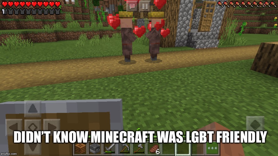 LGBT | DIDN’T KNOW MINECRAFT WAS LGBT FRIENDLY | image tagged in minecraft | made w/ Imgflip meme maker