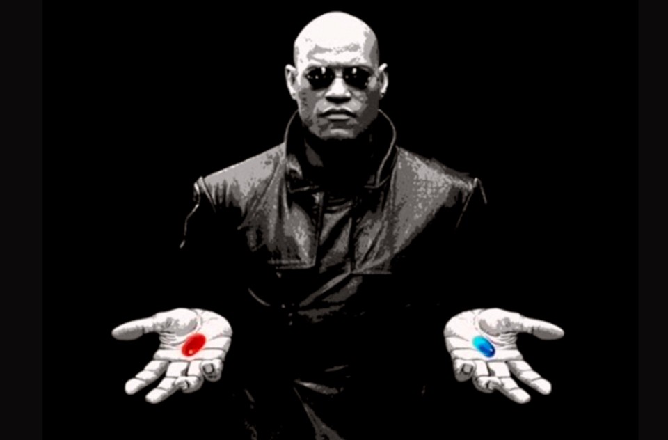 High Quality Red Pill or Blue Pill Blank Meme Template