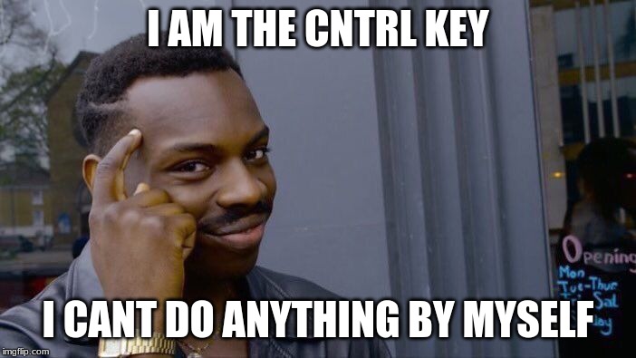 Roll Safe Think About It |  I AM THE CNTRL KEY; I CANT DO ANYTHING BY MYSELF | image tagged in memes,roll safe think about it | made w/ Imgflip meme maker