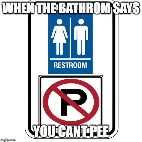 WHEN THE BATHROM SAYS; YOU CANT PEE | image tagged in stupid | made w/ Imgflip meme maker