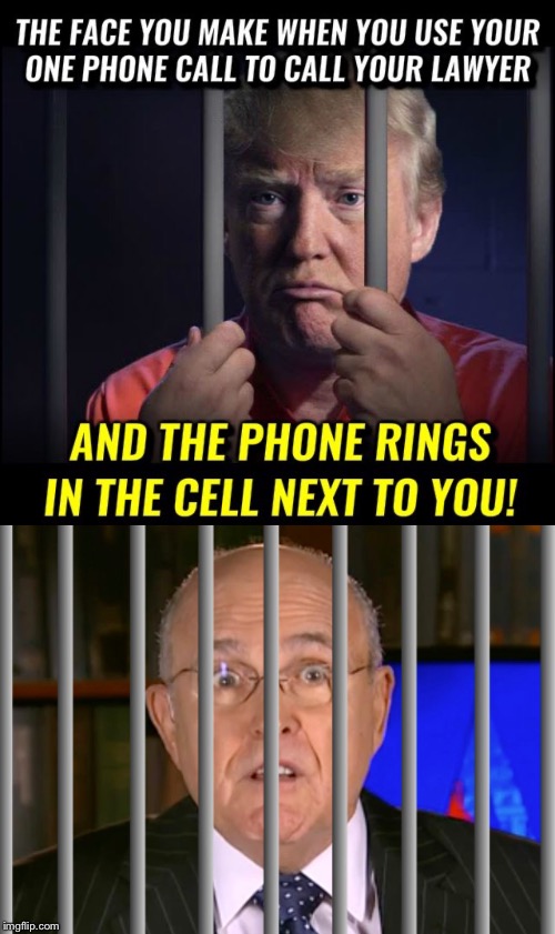 image tagged in giuliani jail,rudy giuliani,trump and rudy giuliani,impeach trump,trump in prison,trump and rudy giuliani in jail | made w/ Imgflip meme maker