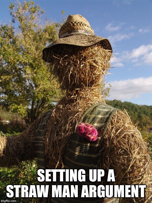 Straw Man | SETTING UP A STRAW MAN ARGUMENT | image tagged in straw man | made w/ Imgflip meme maker