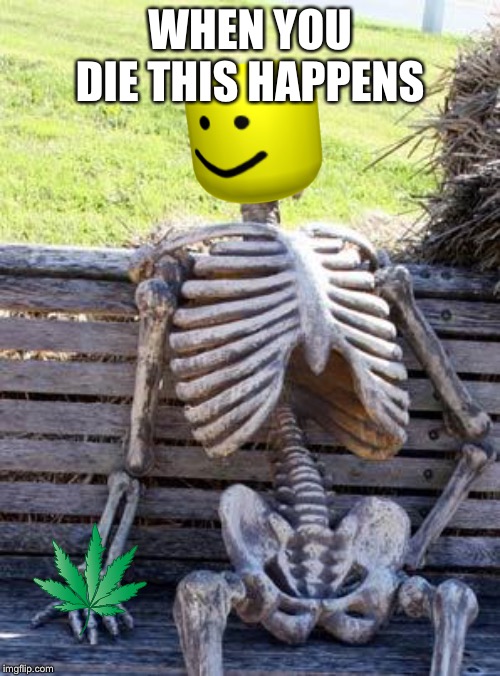 Waiting Skeleton | WHEN YOU DIE THIS HAPPENS | image tagged in memes,waiting skeleton | made w/ Imgflip meme maker
