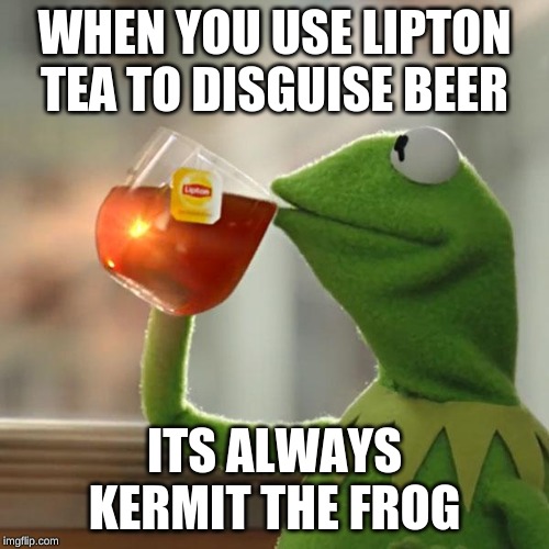 But That's None Of My Business Meme | WHEN YOU USE LIPTON TEA TO DISGUISE BEER; ITS ALWAYS KERMIT THE FROG | image tagged in memes,but thats none of my business,kermit the frog | made w/ Imgflip meme maker