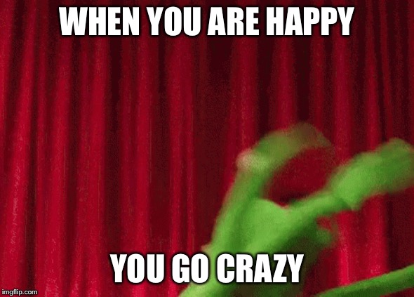 Yaaa | WHEN YOU ARE HAPPY; YOU GO CRAZY | image tagged in hello,peeps | made w/ Imgflip meme maker
