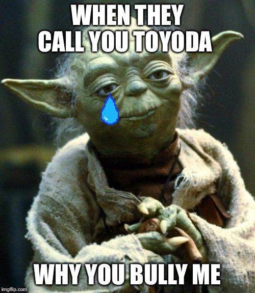 Star Wars Yoda | WHEN THEY CALL YOU TOYODA; WHY YOU BULLY ME | image tagged in memes,star wars yoda | made w/ Imgflip meme maker