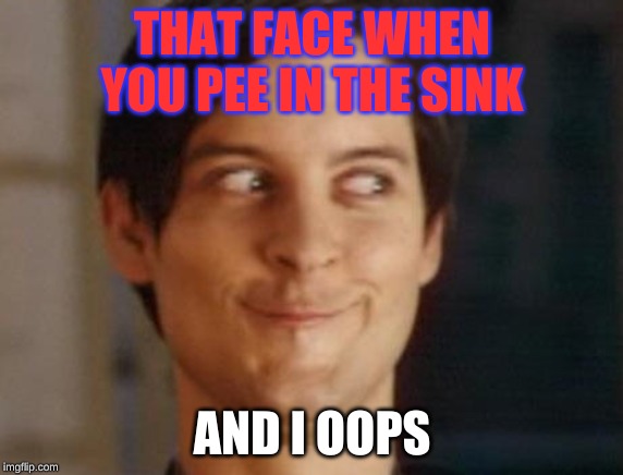 Spiderman Peter Parker Meme | THAT FACE WHEN YOU PEE IN THE SINK; AND I OOPS | image tagged in memes,spiderman peter parker | made w/ Imgflip meme maker