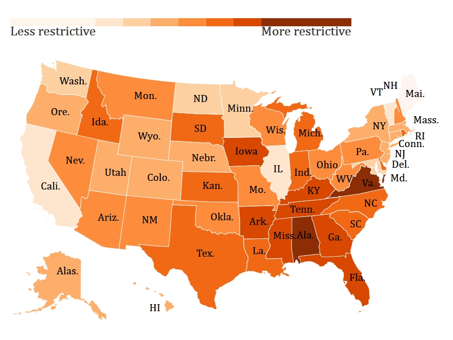 High Quality Map of restrictive voting by state Blank Meme Template