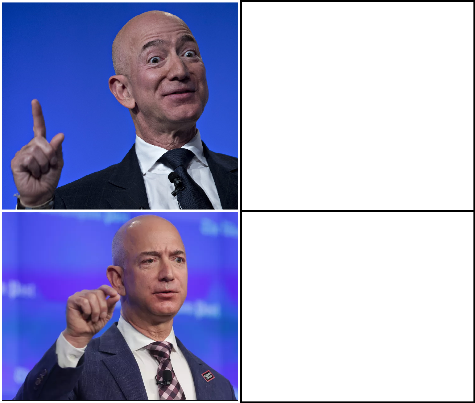 Jeff Bezos Happy But Then... Blank Meme Template