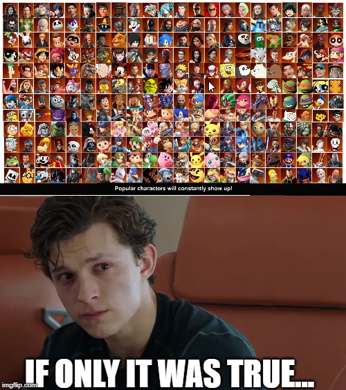 Sigh..... | IF ONLY IT WAS TRUE... | image tagged in far from home sad spider-man,super smash bros,hope,dlc | made w/ Imgflip meme maker