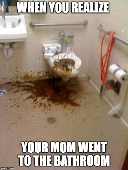 Girls poop too | WHEN YOU REALIZE; YOUR MOM WENT TO THE BATHROOM | image tagged in girls poop too | made w/ Imgflip meme maker