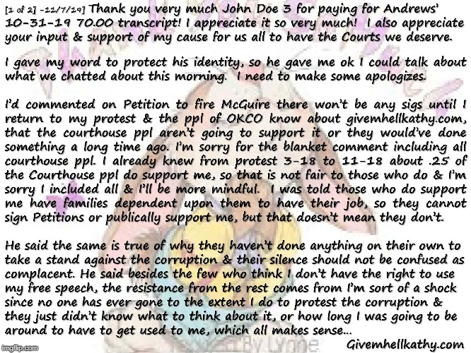 Thank you John Doe 3 for Judge Andrews' 70.00 10-31-19 transcript [1 of 2] | image tagged in thank you,grateful | made w/ Imgflip meme maker