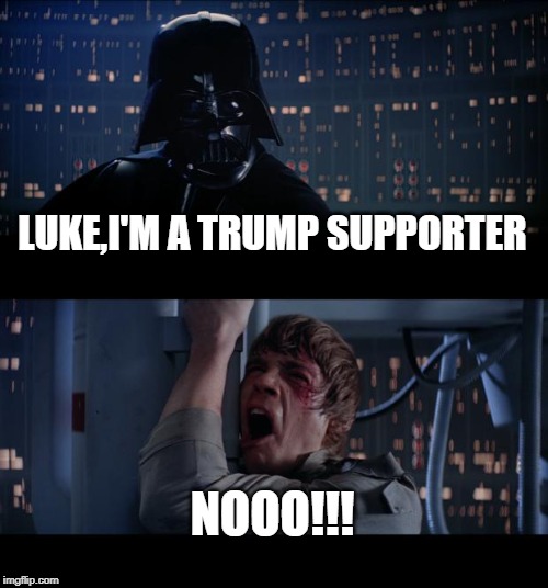 Star Wars No | LUKE,I'M A TRUMP SUPPORTER; NOOO!!! | image tagged in memes,star wars no | made w/ Imgflip meme maker