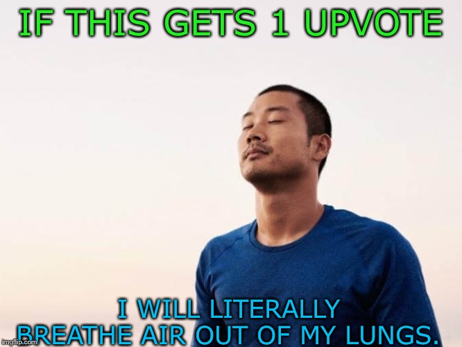 IF THIS GETS 1 UPVOTE; I WILL LITERALLY BREATHE AIR OUT OF MY LUNGS. | image tagged in upvote | made w/ Imgflip meme maker