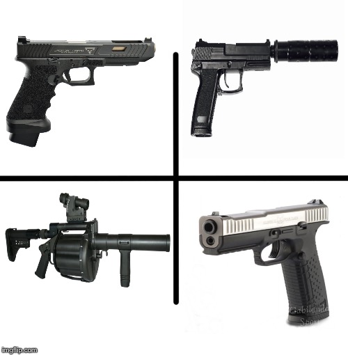 Guns used in John Wick 2 | image tagged in memes,blank starter pack | made w/ Imgflip meme maker