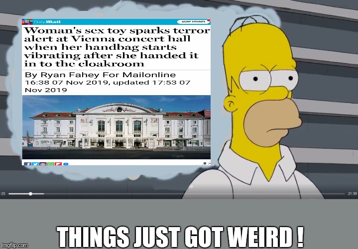 THINGS JUST GOT WEIRD ! | image tagged in things just got weird,memes,funny,the simpsons,homer | made w/ Imgflip meme maker