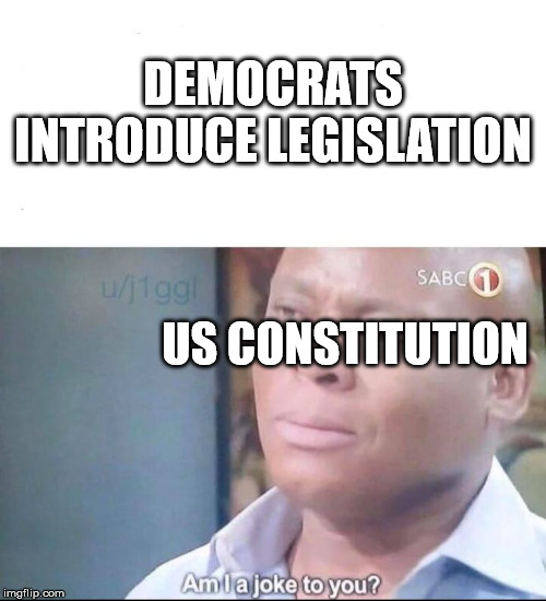 am I a joke to you | DEMOCRATS INTRODUCE LEGISLATION; US CONSTITUTION | image tagged in am i a joke to you | made w/ Imgflip meme maker
