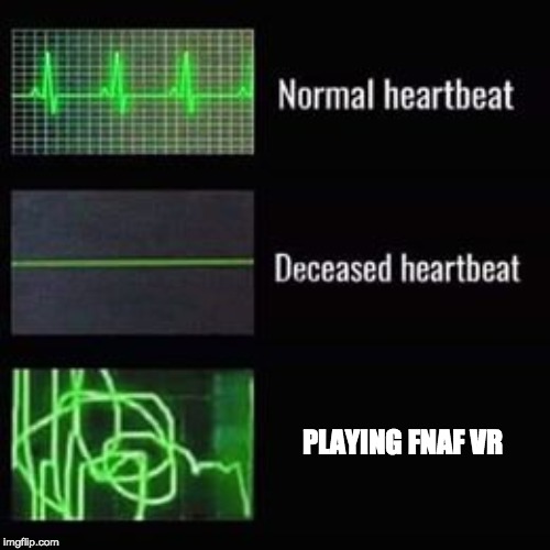 heartbeat rate | PLAYING FNAF VR | image tagged in heartbeat rate | made w/ Imgflip meme maker