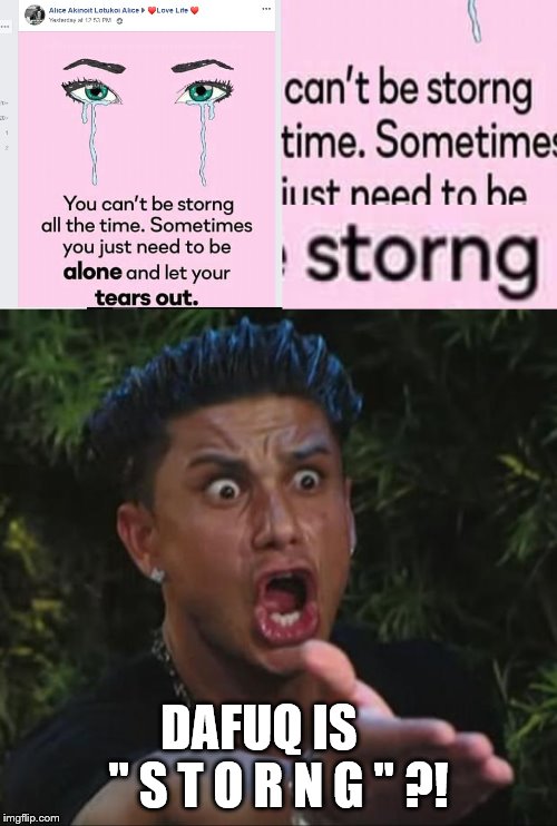 so, what, we're making up words now?!? | DAFUQ IS     " S T O R N G " ?! | image tagged in dj pauly d dafuq,words,stupid,i hate stupid people | made w/ Imgflip meme maker