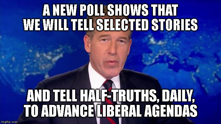 A NEW POLL SHOWS THAT
WE WILL TELL SELECTED STORIES; AND TELL HALF-TRUTHS, DAILY,
TO ADVANCE LIBERAL AGENDAS | made w/ Imgflip meme maker