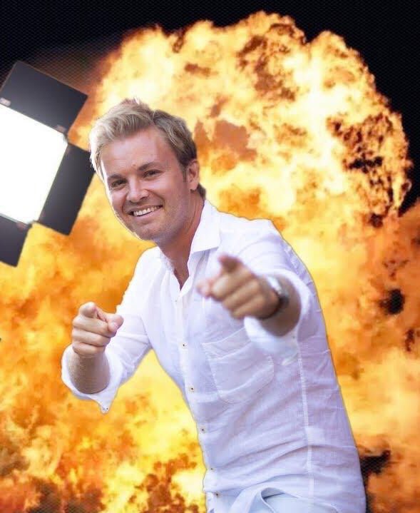 Nico Rosberg in flames Blank Meme Template