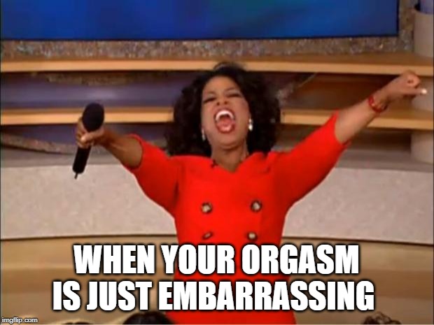 Oprah You Get A Meme | WHEN YOUR ORGASM IS JUST EMBARRASSING | image tagged in memes,oprah you get a,orgasm | made w/ Imgflip meme maker