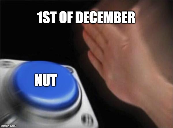 Blank Nut Button | 1ST OF DECEMBER; NUT | image tagged in memes,blank nut button | made w/ Imgflip meme maker
