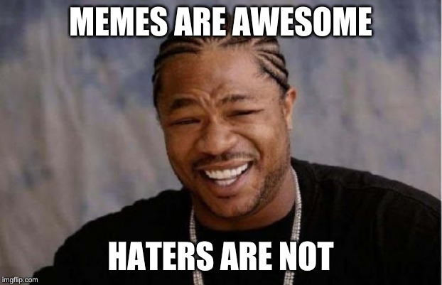 Yo Dawg Heard You | MEMES ARE AWESOME; HATERS ARE NOT | image tagged in memes,yo dawg heard you | made w/ Imgflip meme maker