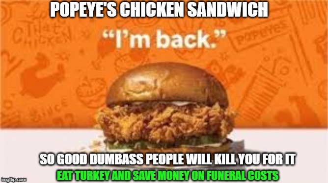 WHEN A GOOD THING GOES BAD | image tagged in popeyes,for dummies | made w/ Imgflip meme maker