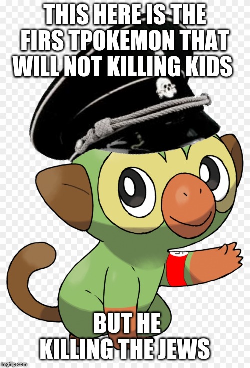 pokemon sword and sheild | THIS HERE IS THE FIRS TPOKEMON THAT WILL NOT KILLING KIDS; BUT HE KILLING THE JEWS | image tagged in ww2,pokemon | made w/ Imgflip meme maker