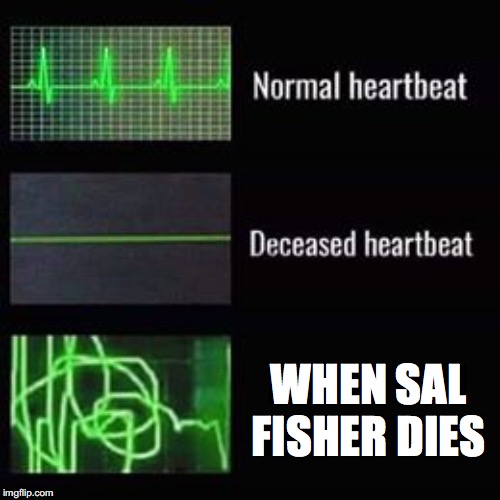 heartbeat rate | WHEN SAL FISHER DIES | image tagged in heartbeat rate | made w/ Imgflip meme maker