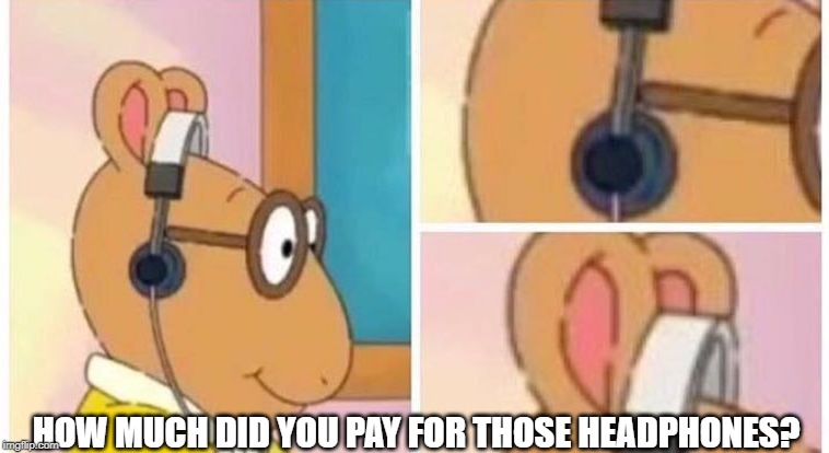 Maybe he got a great deal | HOW MUCH DID YOU PAY FOR THOSE HEADPHONES? | image tagged in arthur headphones | made w/ Imgflip meme maker
