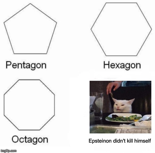 Pentagon Hexagon Octagon | Epsteinon didn't kill himself | image tagged in memes,pentagon hexagon octagon | made w/ Imgflip meme maker