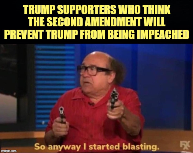 So anyway I started blasting | TRUMP SUPPORTERS WHO THINK THE SECOND AMENDMENT WILL PREVENT TRUMP FROM BEING IMPEACHED | image tagged in so anyway i started blasting | made w/ Imgflip meme maker
