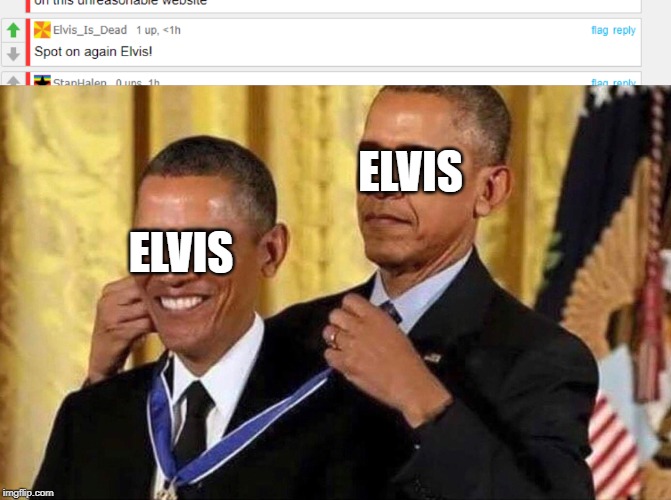 ELVIS; ELVIS | image tagged in obama medal | made w/ Imgflip meme maker