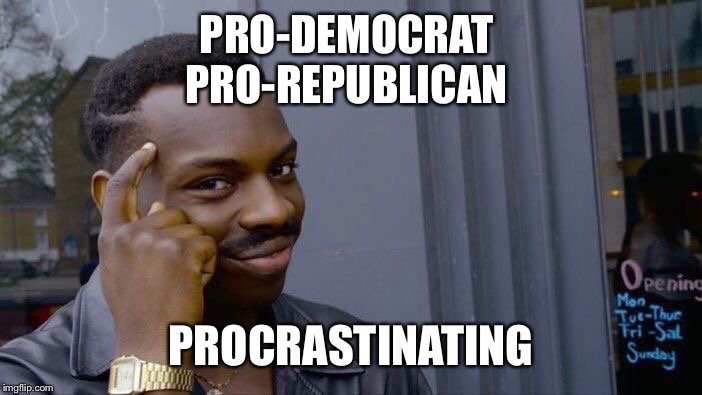 Roll Safe Think About It | PRO-DEMOCRAT 
PRO-REPUBLICAN; PROCRASTINATING | image tagged in memes,roll safe think about it | made w/ Imgflip meme maker