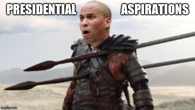 Presidential Premature Ejakulaticus | PRESIDENTIAL                   ASPIRATIONS | image tagged in premature ejakulaticus,cory booker,presidential race,derp face,the great awakening,donald trump approves | made w/ Imgflip meme maker