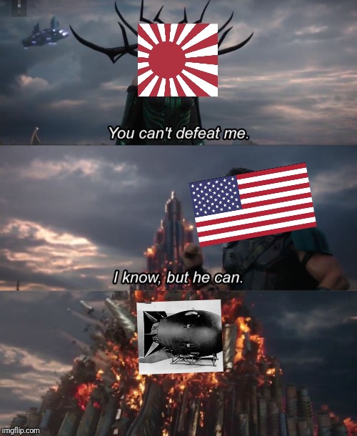 Japan vs United States | image tagged in you can't defeat me | made w/ Imgflip meme maker