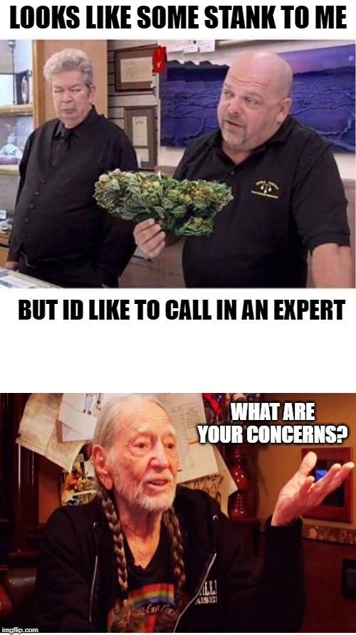 gonna get ripped | LOOKS LIKE SOME STANK TO ME; BUT ID LIKE TO CALL IN AN EXPERT; WHAT ARE YOUR CONCERNS? | image tagged in pawn stars,dank,stank | made w/ Imgflip meme maker