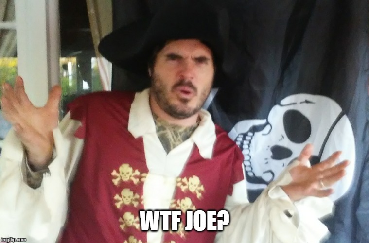 WTF PIRATE | WTF JOE? | image tagged in wtf pirate | made w/ Imgflip meme maker