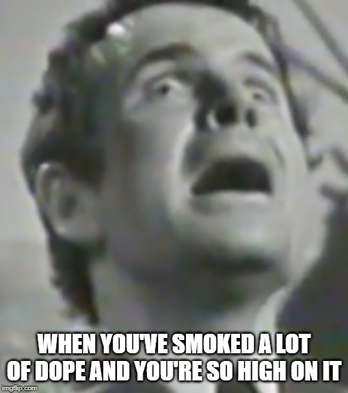 Crazy Ash | WHEN YOU'VE SMOKED A LOT OF DOPE AND YOU'RE SO HIGH ON IT | image tagged in crazy ash,ian holm | made w/ Imgflip meme maker