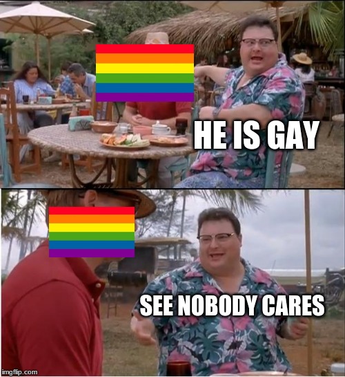 See Nobody Cares Meme | HE IS GAY; SEE NOBODY CARES | image tagged in memes,see nobody cares | made w/ Imgflip meme maker
