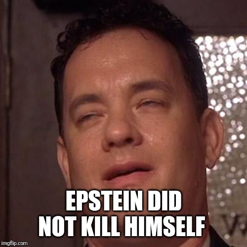 Tom Hanks Orgasm | EPSTEIN DID NOT KILL HIMSELF | image tagged in tom hanks orgasm | made w/ Imgflip meme maker