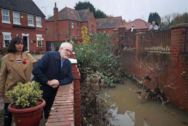 High Quality Corbyn looks at flood Blank Meme Template