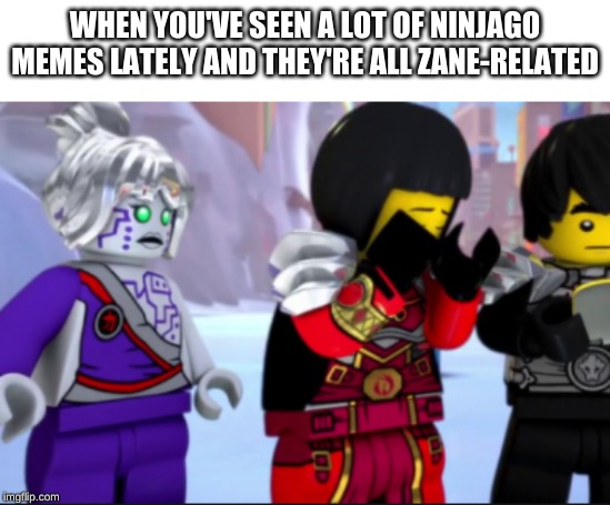 ninjago nya crying | WHEN YOU'VE SEEN A LOT OF NINJAGO MEMES LATELY AND THEY'RE ALL ZANE-RELATED | image tagged in ninjago nya crying | made w/ Imgflip meme maker