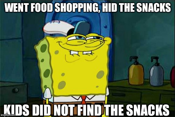 Don't You Squidward Meme | WENT FOOD SHOPPING, HID THE SNACKS; KIDS DID NOT FIND THE SNACKS | image tagged in memes,dont you squidward | made w/ Imgflip meme maker