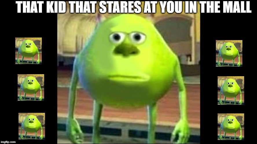 THAT KID THAT STARES AT YOU IN THE MALL | image tagged in mike wazowski,no,whay is this a thing | made w/ Imgflip meme maker